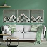Ent Wood Art Ahşap Duvar Tablosu, 3 Parça Ahşap Modern Duvar Dekoru, Yatay Dağ Geometrik Desen Duvar Paneli, Akçaağaç