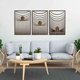 Ent Wood Art Ahşap Duvar Tablosu, 3 Parça Ahşap Modern Duvar Dekoru, Yerçekimi Desen Duvar Paneli, Akasya