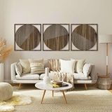 Ent Wood Art Ahşap Duvar Tablosu, 3 Parça Ahşap Modern Duvar Dekoru, Yüzyıl Ortası Retro Desen Duvar Paneli, Akasya
