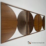 Ent Wood Art Ahşap Duvar Tablosu, 3 Parça Ahşap Modern Duvar Dekoru,yüzyıl Ortası Modern Desen Duvar Paneli, Ceviz