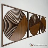 Ent Wood Art Ahşap Duvar Tablosu, 3 Parça Ahşap Modern Duvar Dekoru,yüzyıl Ortası Retro Desen Duvar Paneli, Ceviz