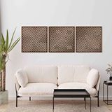 Ent Wood Art Ahşap Duvar Tablosu, 3 Parça Ahşap Modern Yanılsama Duvar Dekoru, Soyut Desen Duvar Paneli, Ceviz