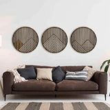 Ent Wood Art Ahşap Duvar Tablosu, 3 Parça Oval Ahşap Modern Duvar Dekoru, Geometrik Desen Duvar Paneli, Akasya