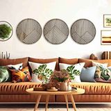 Ent Wood Art Ahşap Duvar Tablosu, 3 Parça Oval Ahşap Modern Duvar Dekoru, Geometrik Desen Duvar Paneli, Mostar