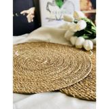 Entarzlife 6'lı Hasır Supla Örgü Amerikan Servis Tabak Tava Tencere Altlığı Bambu Sofra Servis Sunum - 35 x 35 cm - Bej