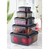 Entarzlife Ruby 5'li Saklama Kabı Seti Kare Erzak Gıda Saklama Kabı Seti 0.25-0.5-1.0-1.7-2.5 Litre