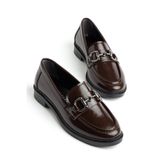 Entella Store Kadın Loafer Makosen Büyük Tokalı Kahve Rugan Günlük Ayakkabı