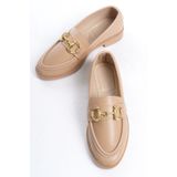 Entella Store Kadın Loafer Makosen Büyük Tokalı Nude Günlük Ayakkabı