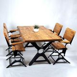 Entema Doğal Ağaç Masif Ahşap Yemek Masası 75 cm x 165 cm 4 Sandalye - 75 x 165 cm - Ahşap Desenli