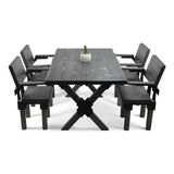 Entema Doğal Ağaç Masif Ahşap Yemek Masası 90 cm x 120 cm 4 Sandalye - Antrasit