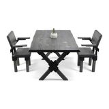 Entema Doğal Ağaç Masif Ahşap Yemek Masası 90 cm x 150 cm 2 Sandalye - Antrasit