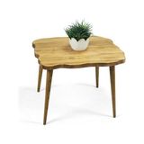 Entema Doğal Ağaç Masif Kütük Lata Orta Sehpa 65CM x 65CM Ağaç Ayak - Sarı