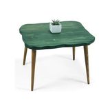 Entema Doğal Ağaç Masif Kütük Lata Orta Sehpa 65CM x 85CM Ağaç Ayak - Yeşil