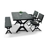 Entema Doğal Ağaç Masif Kütük Masa 60CM x 90CM 1 Bank + 2 Sandalye - 60 x 90 cm