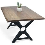 Entema Doğal Ağaç Masif Kütük Masa 75CM x 115CM ( Metal Ayak ) - Ahşap