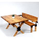 Entema Doğal Ağaç Masif Kütük Masa ( Ağaç Ayak ) 75CM x 185CM + 1 Bank Bench - 75 x 185 cm - Ahşap