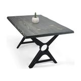 Entema Doğal Ağaç Masif Kütük Masa Yemek Masası (Metal Ayak) 60CM x 130CM - Siyah