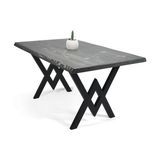 Entema Doğal Ağaç Masif Kütük Masa Yemek Masası (Metal Ayak) 90CM x 200CM - Siyah