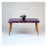 Entema Doğal Ağaç Masif Kütük Orta Sehpa (60CM x 120CM) Ağaç Ayak - Mor