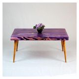 Entema Doğal Ağaç Masif Kütük Orta Sehpa (60CM x 90CM) Ağaç Ayak - Mor