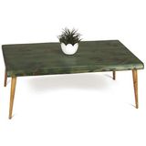 Entema Doğal Ağaç Masif Kütük Orta Sehpa (60CM x 90CM) Ağaç Ayak - Yeşil