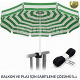 Entropiy 200 cm Geniş Plaj ve Bahçe Şemsiyesi - Paslanmaz Termoplastik Iskelet - 20 Litre Bidon Dahil Polyester Kumaş - Rüzgara Dayanıklı Katlanabilir Gölgelik - Yeşil - Beyaz