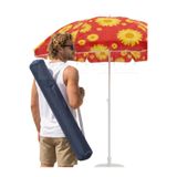 entropiy Aethra Premium Serisi 220cm Plaj ve Havuz Güneş Şemsiyesi Çiçek Desen Oxford Kumaş- Ayarlanır Başlık, Fiberglass Gövde - Kamp Deniz Butik Otel Seyahat Gölgeleme