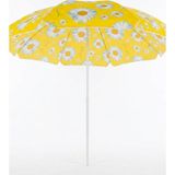 Entropiy Aethra Premium Serisi 220CM Plaj ve Havuz Güneş Şemsiyesi Çiçek Desen Oxford Kumaş- Ayarlanır Başlık, Fiberglass Gövde - Kamp Deniz Butik Otel Seyahat - Sarı