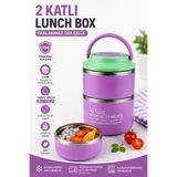 Entude 2 Katlı 304 Paslanmaz Çelik Lunch Box Okul Beslenme Yemek Kabı Sızdırmaz Sefer Tası 1060 ml