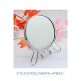 Entude Çift Taraflı Büyüteçli Ayna, 15 Cm Makyaj Aynası, Metal Çerçeve ve Ayaklı Masa Üstü Makyaj Aynası
