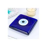 Entude Dekoratif Nazar Boncuklu Cam Kapak, Banyo Gider Süsü 10x10 Cm Mavi