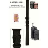 Enuia 2 Metre Valiz Çanta Bavul Bagaj Valiz Birleştirme Bağlama Askısı Kemeri Kayışı Organizeri 2,5 cm En - Siyah