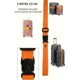 Enuia 2 Metre Valiz Çanta Bavul Bagaj Valiz Birleştirme Bağlama Askısı Kemeri Kayışı Organizeri 2,5 cm En - Turuncu