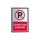 Enuia Metal Gümüş 14X20 cm Yapışkanlı Kırmızı Lütfen Park Etmeyiniz Uyarı Ikaz Tabelası Levhası - 1 Adet