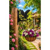 Enva Home Dekoratif Baykus Figürlü Duvara Monte Çiçek Askısı Lazer Kesim Metal Bahçe Balkon Saksı Askılığı - 30 cm - Siyah - Antrasit