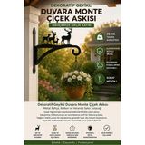 Enva Home Dekoratif Geyikler Figürlü Duvara Monte Çiçek Askısı Lazer Kesim Metal Bahçe Balkon Saksı Askılığı - 30 cm - Siyah - Gri - Kırmızı