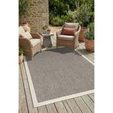 Enva Home Kilim Hasır Halı Kaymaz Taban Makinede Yıkanabilir Toz Hav Vermez Çerçeveli Sisal 6634 Gri Krem - 4223 Gri - 80 x 150 cm