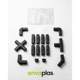 Envaplas Dış Mekan Kullanımı İçin Siyah Düz Strong Çim Ayracı Adaptör Takımı 1 Paket Plastik
