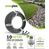 Envaplas Pratik Garden Çim Ayırıcı 10 mt Antrasit Sınırlayıcı Taş Toprak Çim Ayracı - Bariyeri