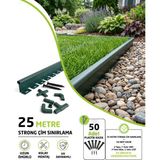 Envaplas Pratik Garden Yeşil Strong Düz Sert Çim Ayırıcı 25 Mt(10*2,5 Mt) Sınırlayıcı Ayıracı Taş Toprak Bariyer