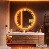 Envara Led'li Lazer Kumlamalı Lavabo & Banyo Aynası (Dokunmatik Sensörlü) amber ledli 80 x 80