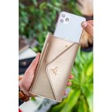 Envelope Telefon ve Bozuk Para Bölmeli Zarf Model Kadın Cüzdan - Gold