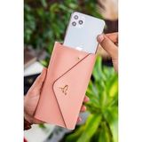 Envelope Telefon ve Bozuk Para Bölmeli Zarf Model Kadın Cüzdan - Pudra