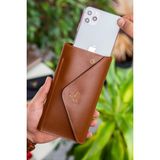 Envelope Telefon ve Bozuk Para Bölmeli Zarf Model Kadın Cüzdan - Taba