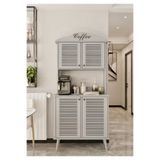 enwood Avior kahve köşesi sis gri MDF kapaklı raflı 90 cm