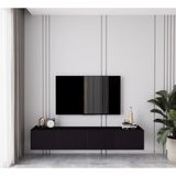 Enwood Capella Country 4 Kapaklı Duvara Monte 160 cm Tv Ünite - Siyah