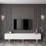 ENWOOD CAPELLA COUNTRY BEYAZ 5 KAPAKLI AHŞAP AYAKLI 200 CM TV ÜNİTESİ