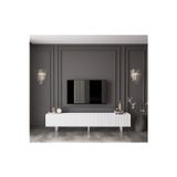 Enwood Capella Country Mdf Beyaz 5 Kapaklı Ahşap Ayaklı 200 Cm Tv Ünitesi