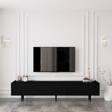 ENWOOD CAPELLA COUNTRY SİYAH 5 KAPAKLI AHŞAP AYAKLI 200 CM TV ÜNİTESİ