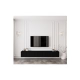 Enwood Capella Country Siyah Mdf 5 Kapaklı Duvara Monte 200 Cm Tv Ünitesi